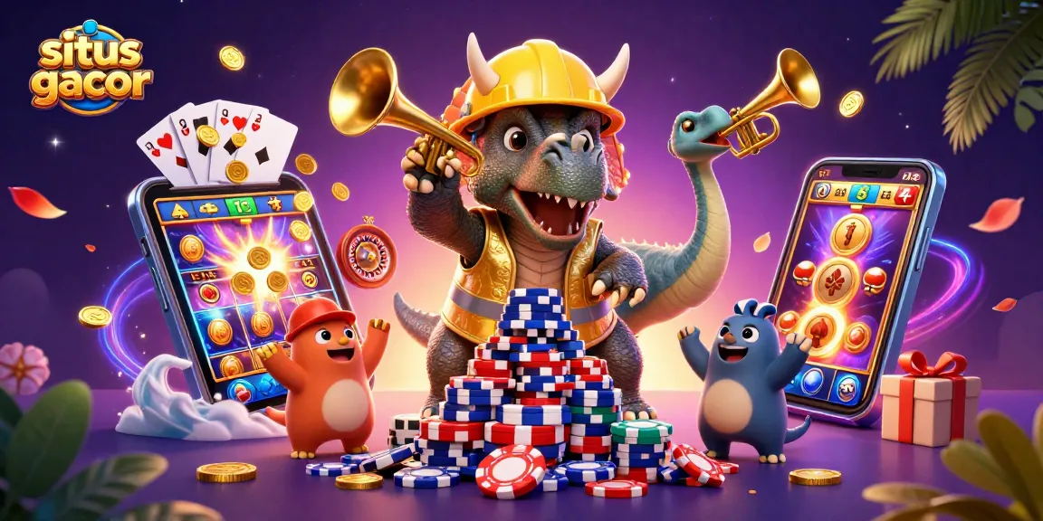 Experience the excitement of situs gacor with a dynamic 3D illustration of vibrant casino elements.