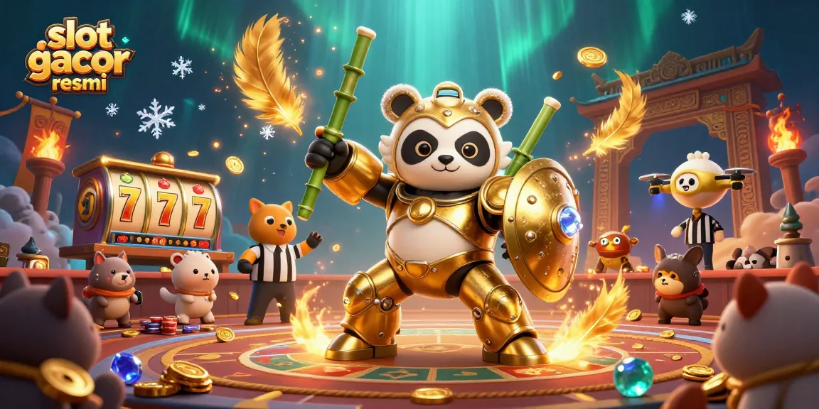 Experience the excitement of slot gacor resmi in a 3D animated casino battle scene.