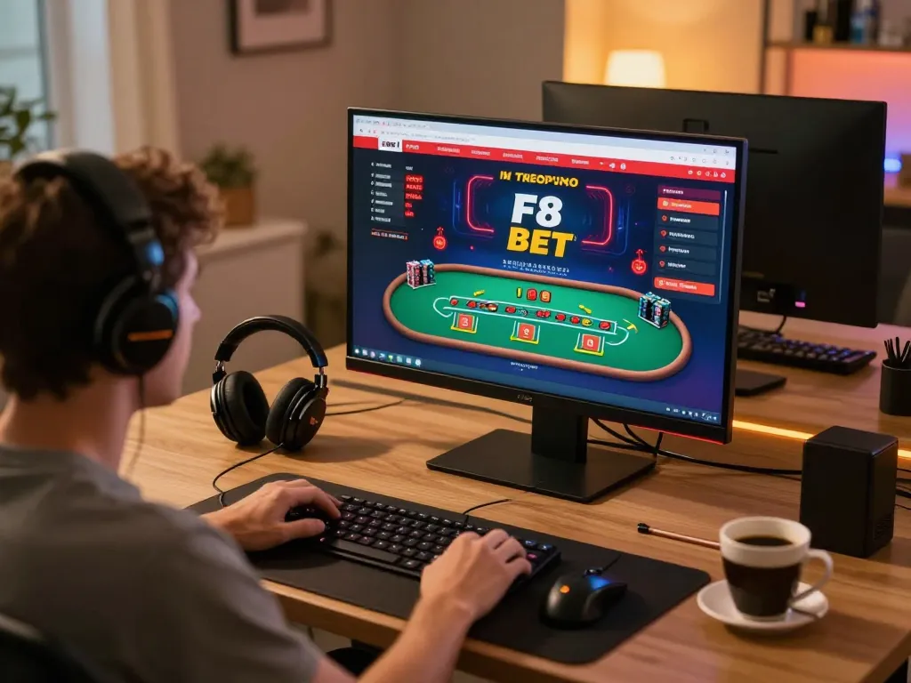 Engaging gaming session on F8 BET with a player immersed in a live blackjack game.