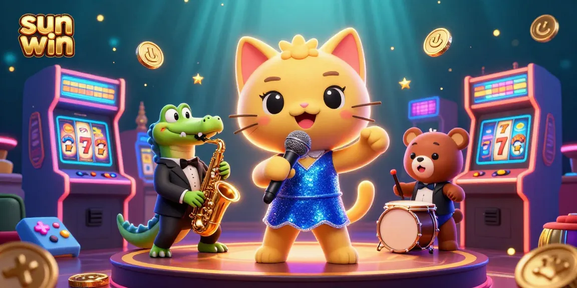 Enjoy fun games at sun win, featuring lively cartoon characters in a vibrant casino setting.