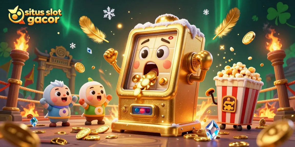Experience the excitement at situs slot gacor with vibrant slot machines celebrating a jackpot moment.