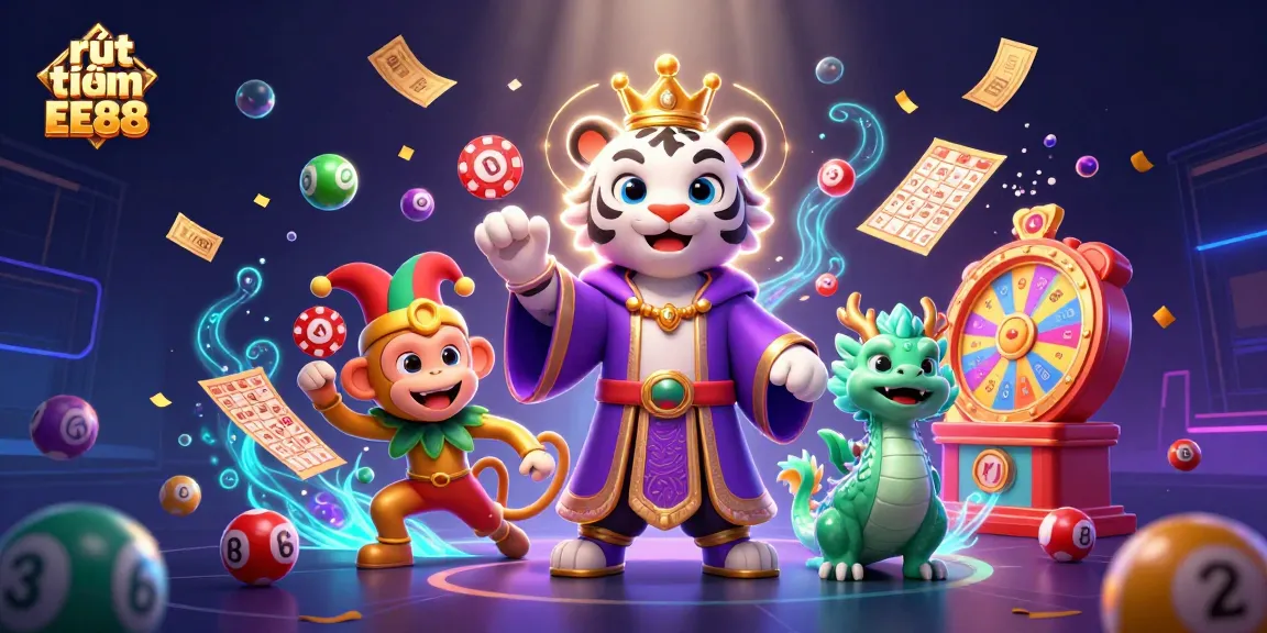 Experience rút tiền EE88 with vibrant casino elements and dynamic characters in a colorful animated scene.
