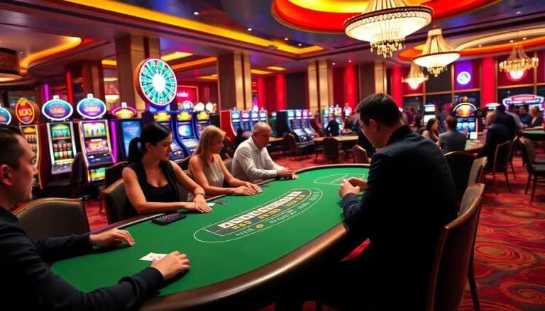 Players enjoying thrilling games at the bustling XX88 casino, showcasing action and excitement.