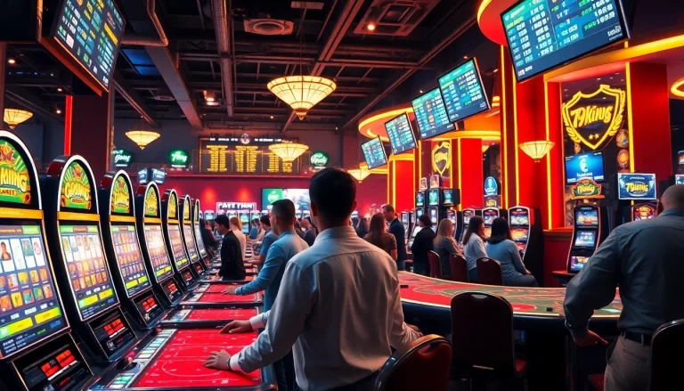 Escena emocionante de juegos de azar en línea con jugadores diversos en el casino 79king