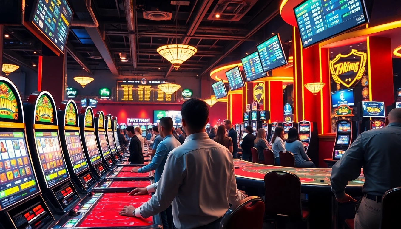 Escena emocionante de juegos de azar en línea con jugadores diversos en el casino 79king