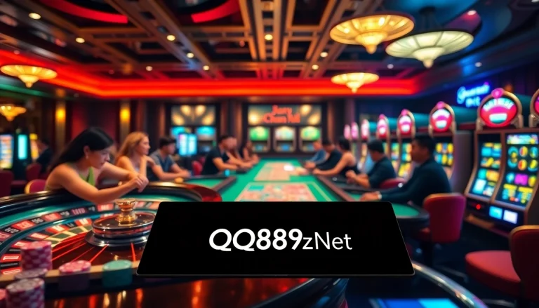 Experience the thrill of gambling with QQ88z Net's vibrant casino atmosphere featuring roulette and poker.