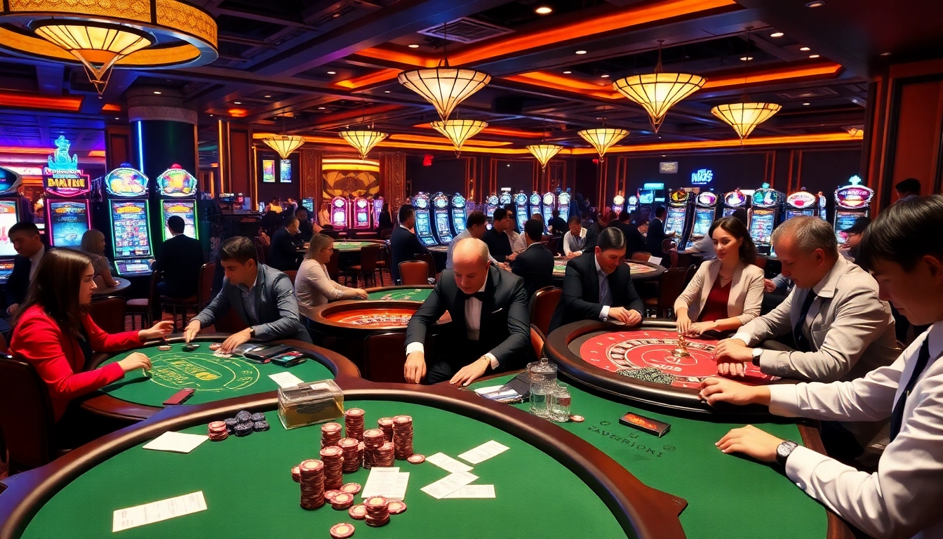 Players engaging in thrilling casino games at https://xx88.vin/, showcasing a vibrant and luxurious gambling environment.