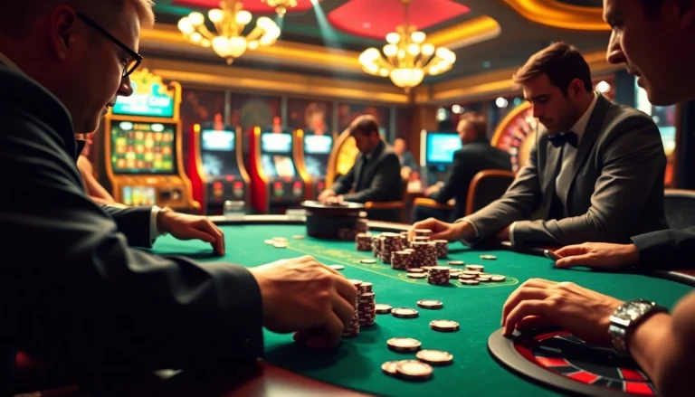 Join the excitement at https://jboqz.com with players placing bets at a vibrant poker table.