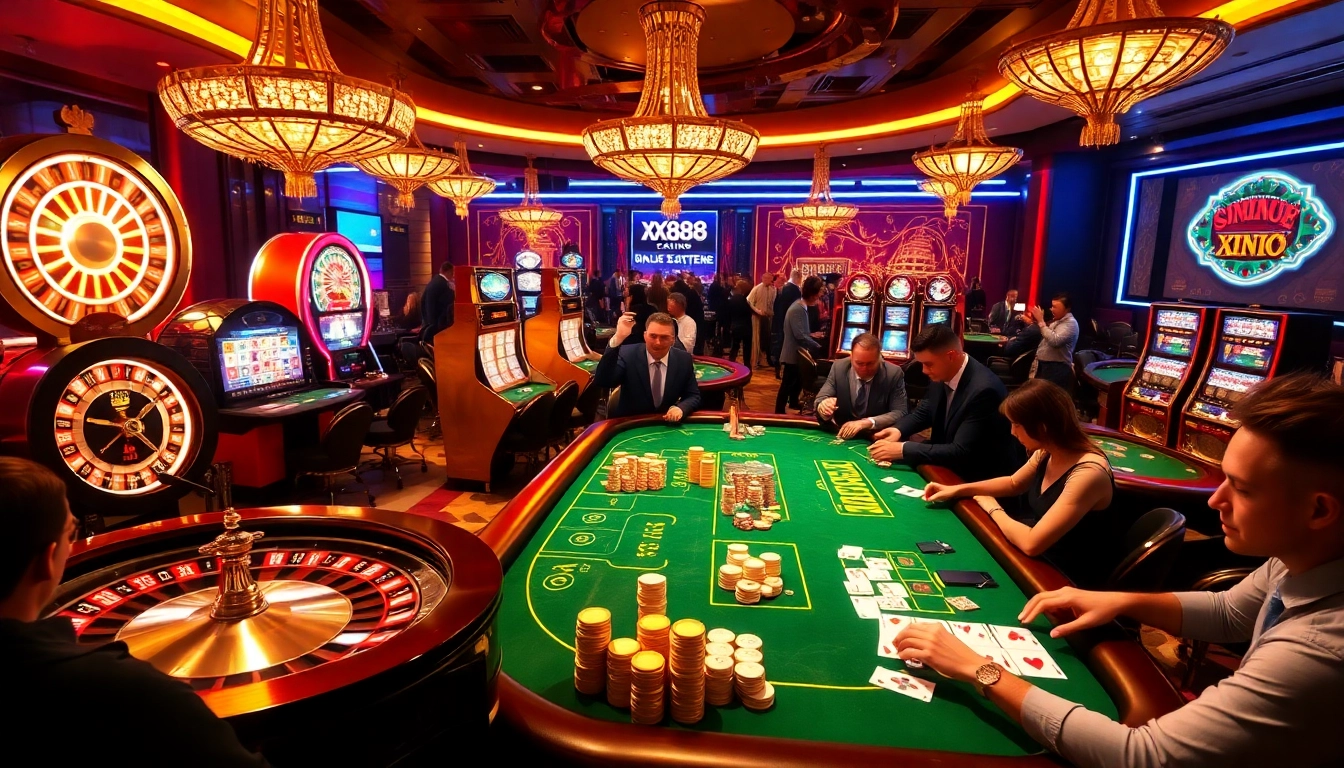 Experience the thrill of winning at XX88 with vibrant casino elements including poker chips and roulette.