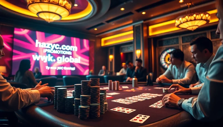 KJC Gaming offers thrilling poker action with vibrant chips and cards at https://www.kjc.global/ casino table.