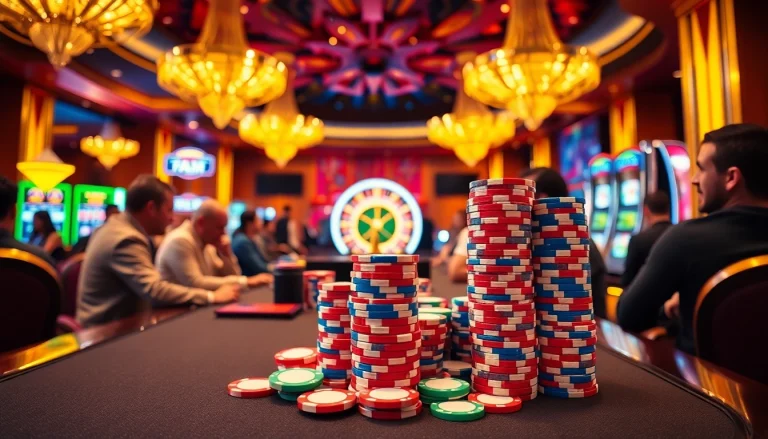 5Z7779 poker action with winning hand, vibrant casino atmosphere and luxury decor.