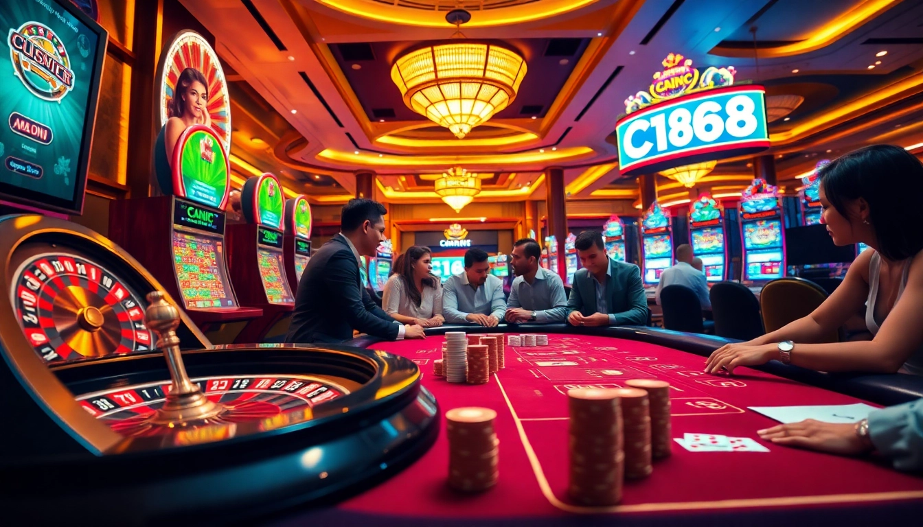 Players enjoying an exciting betting experience at the C168 casino, showcasing vibrant tables and thrilling gameplay.