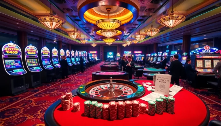 Experience thrilling bets at ABC8 casino with vibrant tables and engaging gaming sections.