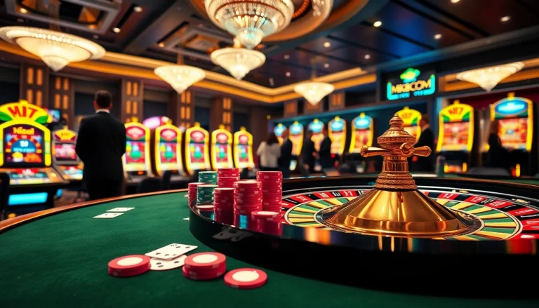 Gambling excitement at MK8.COM with players celebrating at a luxurious casino table.