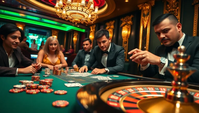 Engage in high-stakes gambling at JL55 with poker chips and a roulette wheel in a luxurious casino.