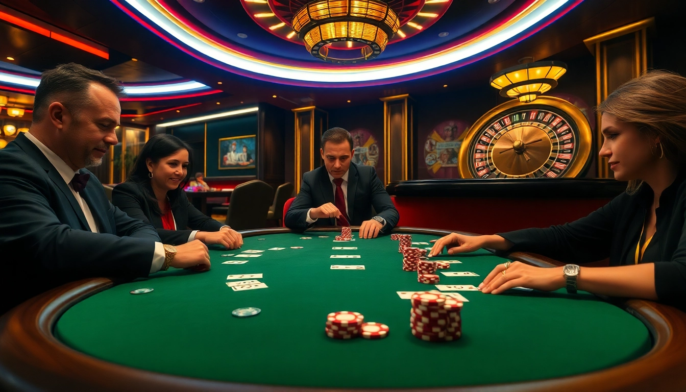 החוויה של פוקר 7xl עם שחקנים בשולחן סכומי כסף גבוהים, צ'יפים צבעוניים ואווירה יוקרתית.