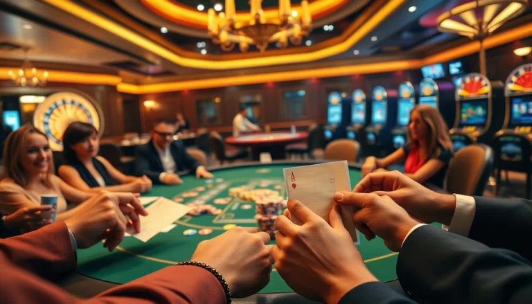 Experience the thrill of gambling at https://b52.za.com/ with energetic poker players at an upscale casino.