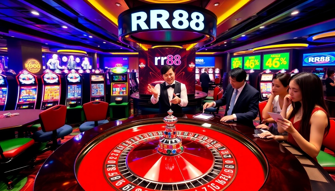 Experience the thrill of RR88 with exciting casino games and vibrant betting scenes.