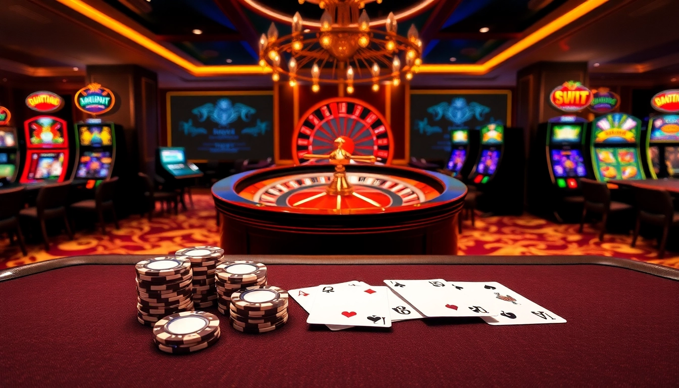 Engaging scene of a casino table with poker chips and cards promoting king88b.us.com excitement.