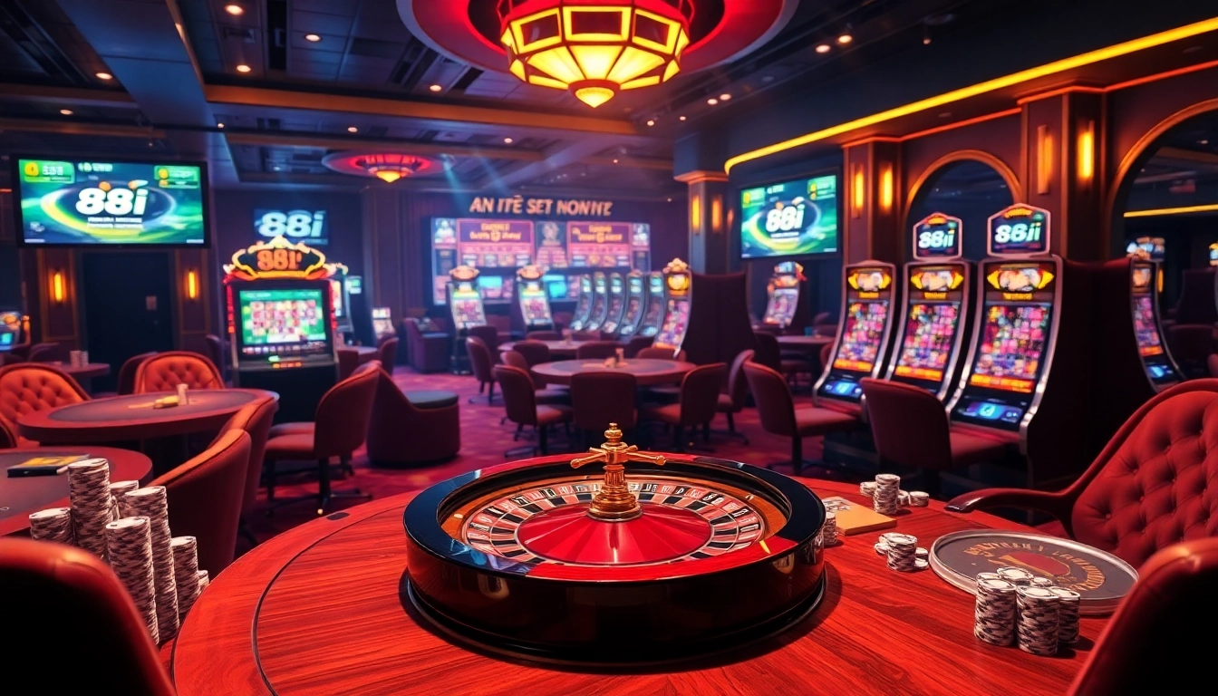 Experience the thrilling ambiance of high-stakes betting at 88i's luxurious casino environment.
