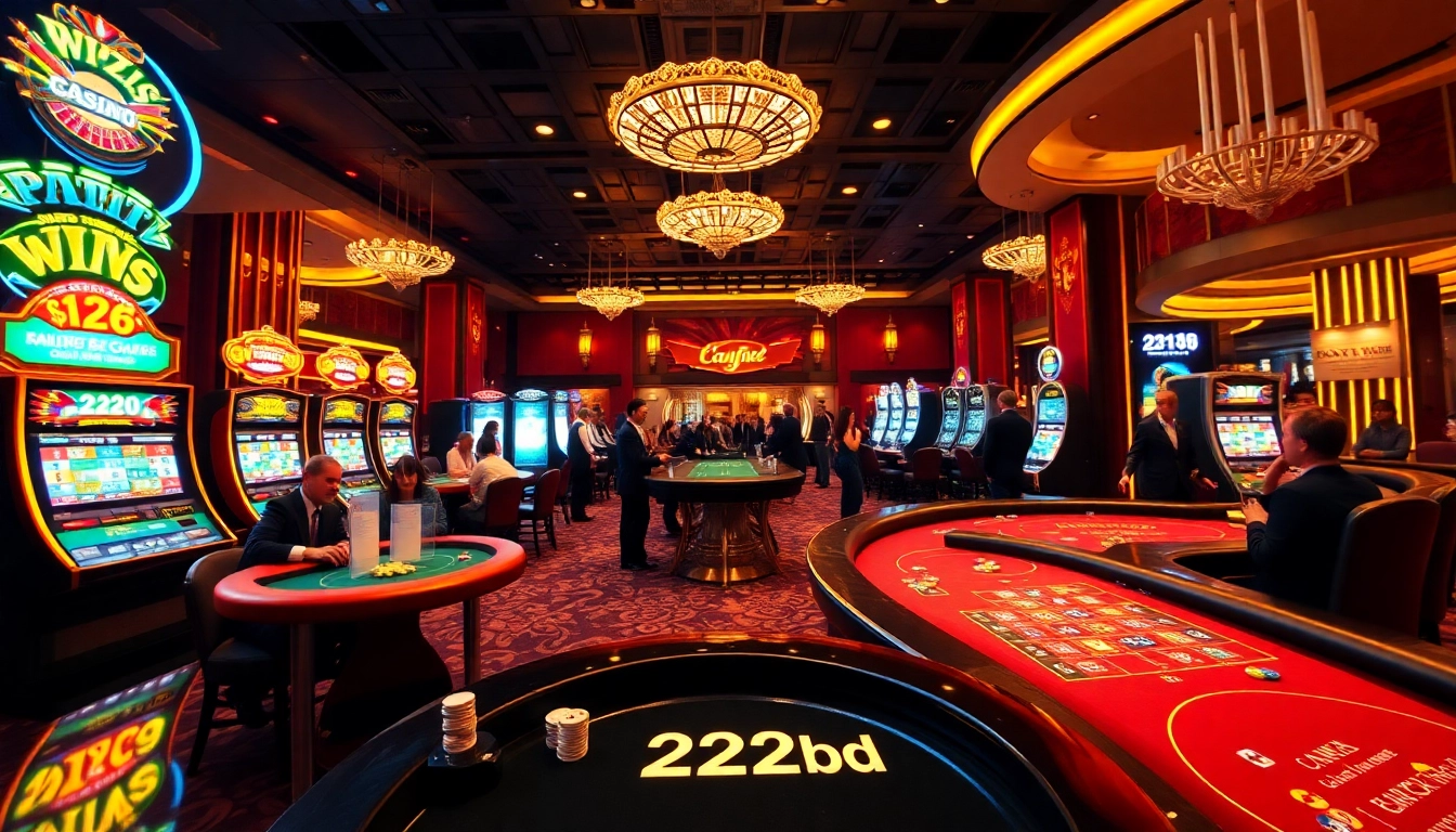 Experience the thrill of winning at 222bd Casino with vibrant gaming tables and excited players.