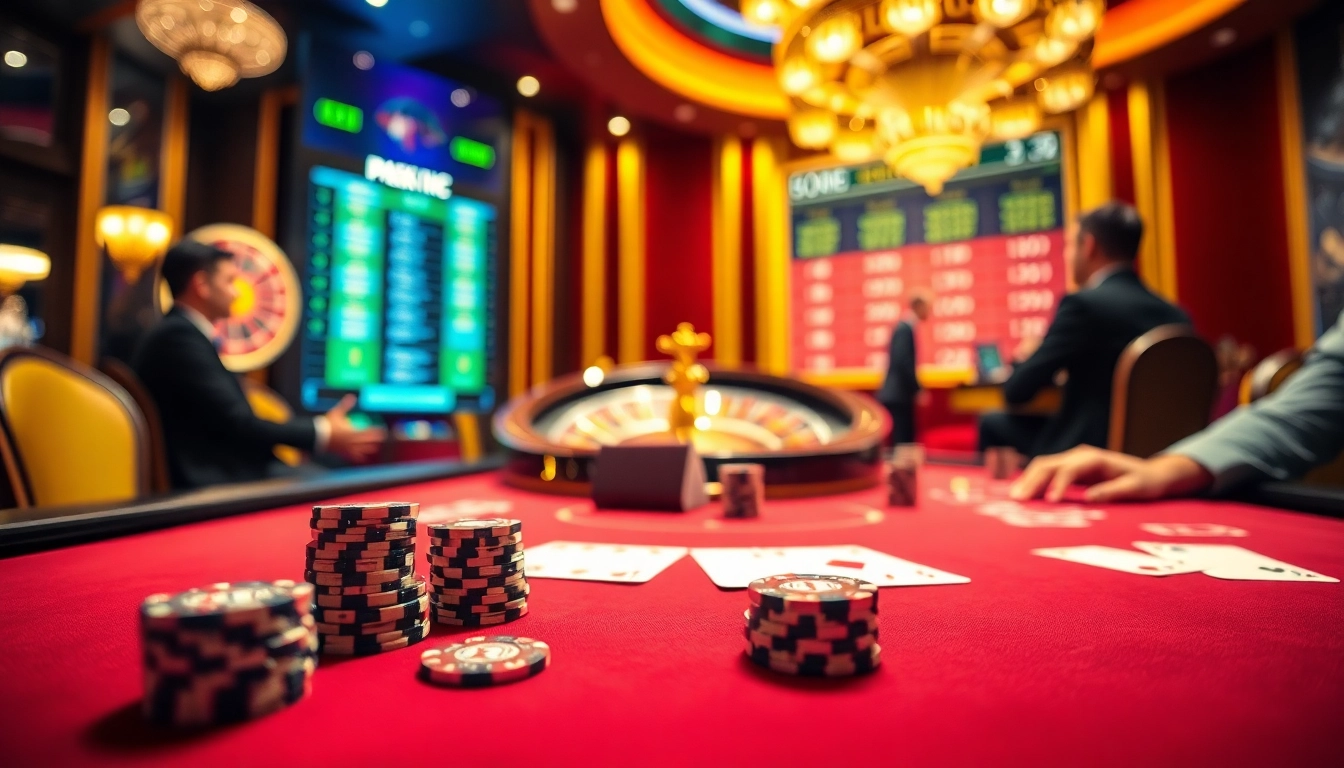 Immerse in thrilling gambling action at https://tylebongdatructuyen.org/ featuring poker chips and cards on an elegant table.