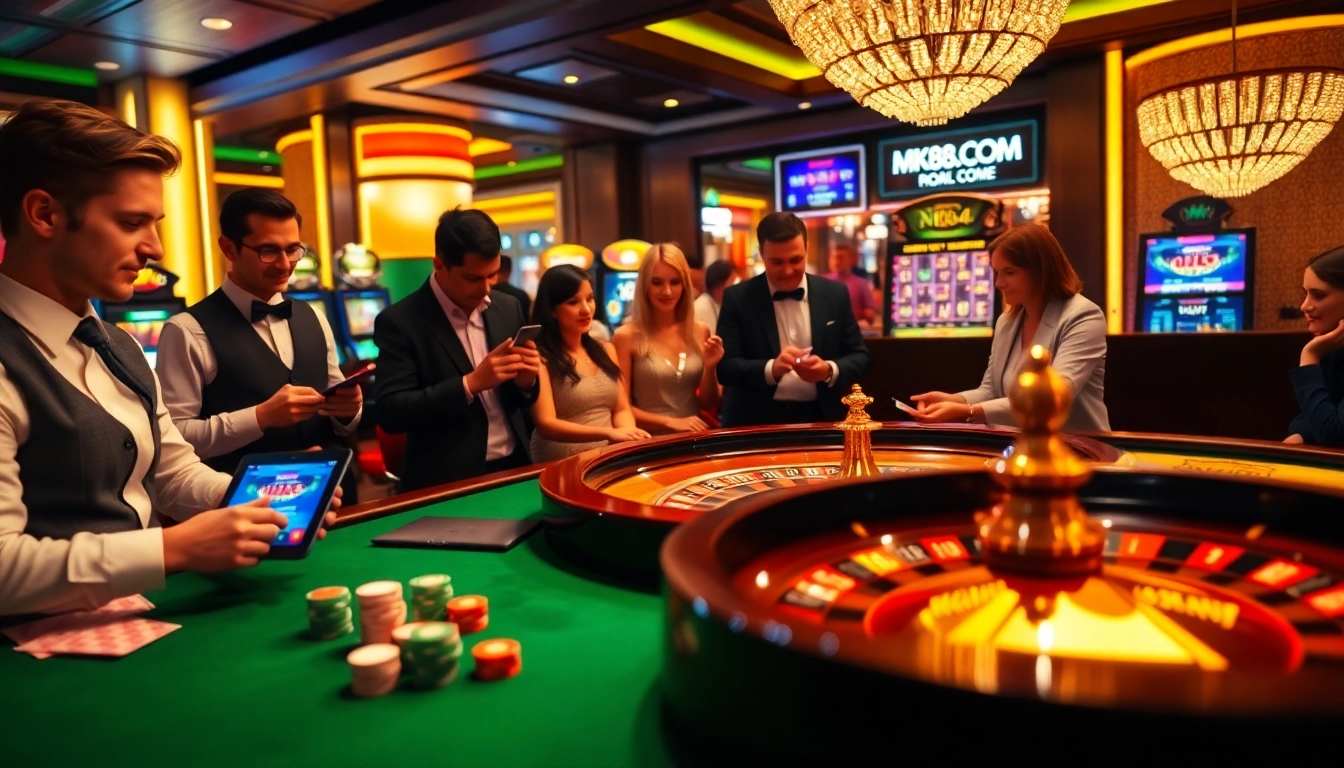 Engaged players enjoying at the casino table while using MK8.COM for online betting.