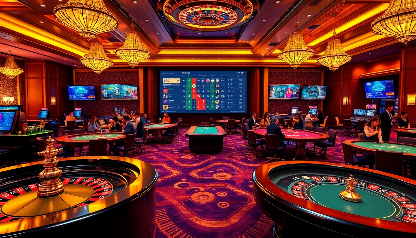 Experience thrilling gameplay at https://58win.talk/ in a luxurious casino scene.
